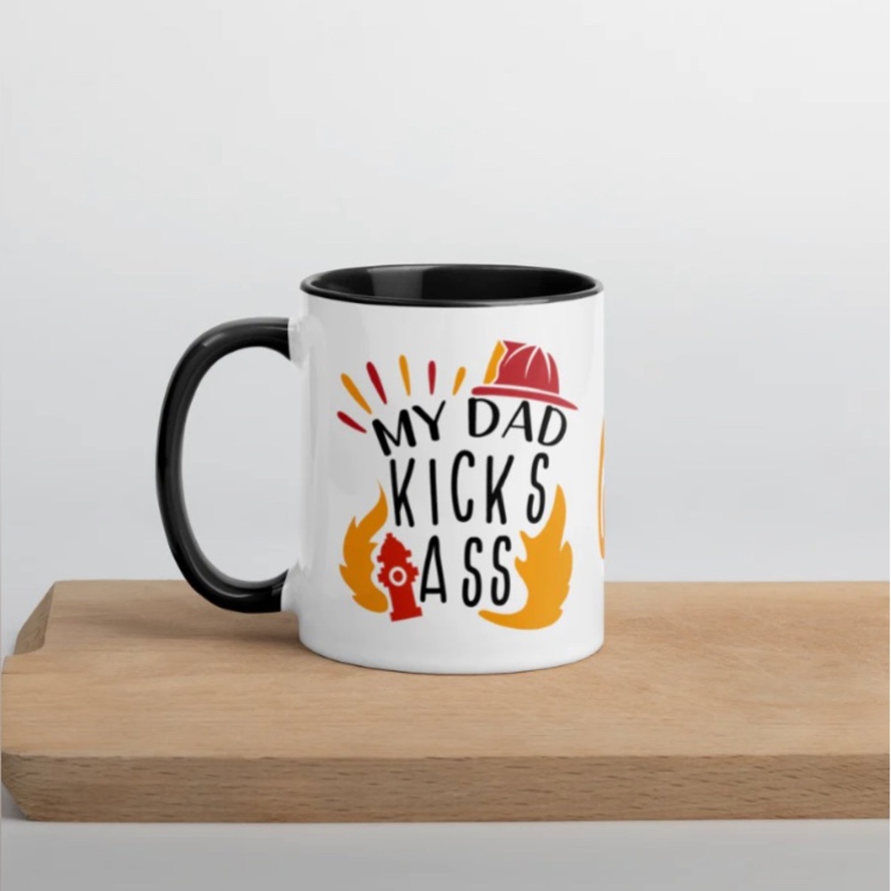 FireFighter, Custom Graphic Drinkware "My Dad Kick Ass” Mug